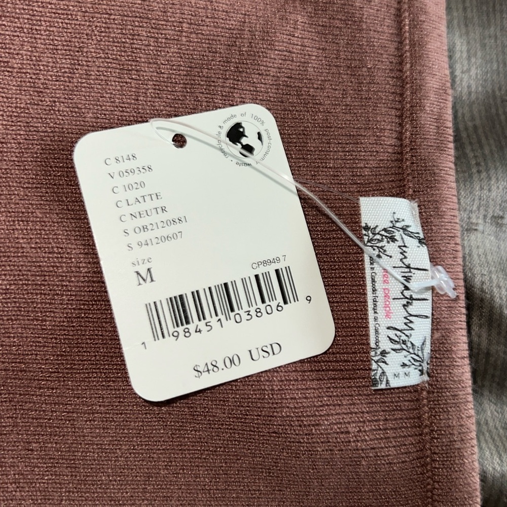 NWT Intimately Free People Mauve Ribbed Deep V Knit Top – Size M - Picture 5 of 6